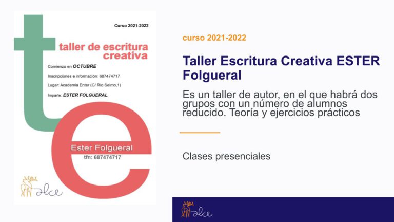 Curso 2021-2022 Taller Escritura Creativa ESTER Folgueral